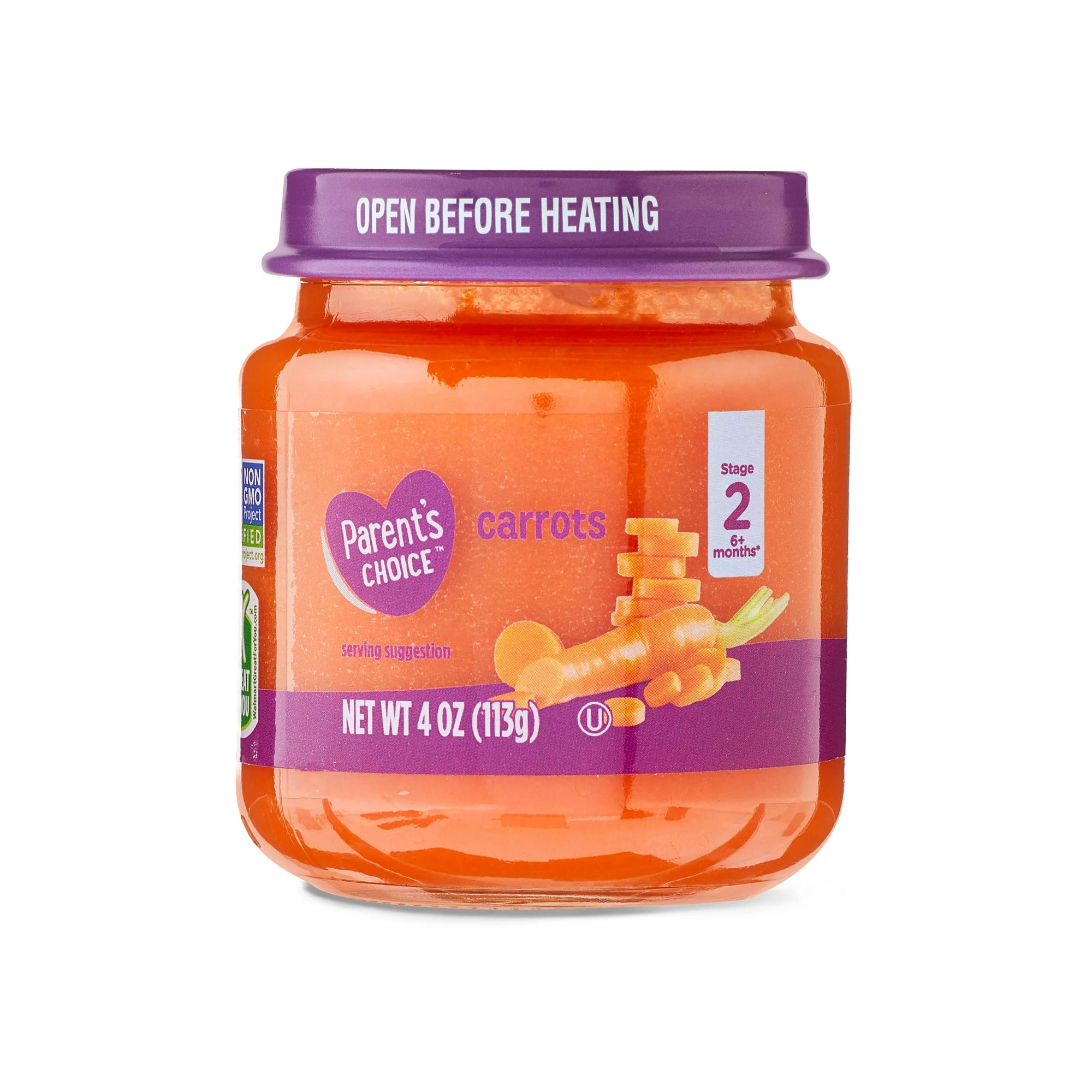 Papinha Parent’s Choice – Cenoura, Pote de Vidro 4 oz (≈118 ml)